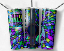 Load image into Gallery viewer, Purple and Teal Guitar Stained Glass, Life is All About the Music
