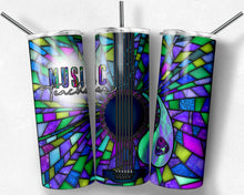 Load image into Gallery viewer, Purple and Teal Guitar Stained Glass, Music Teacher