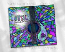 Load image into Gallery viewer, Purple and Teal Guitar Stained Glass, Music Teacher