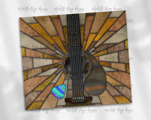 Acoustic Guitar Stained Glass with Pick