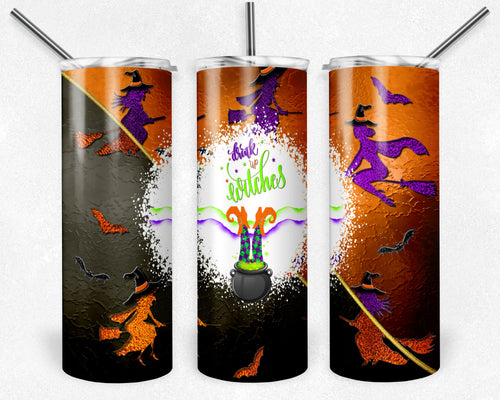 Halloween Witch Stained Glass Peekaboo Split Drink Up Witches