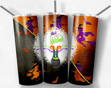Load image into Gallery viewer, Halloween Witch Stained Glass Peekaboo Split Drink Up Witches