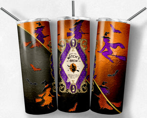 Halloween Witch Stained Glass Peekaboo Split Witch's Brew Label