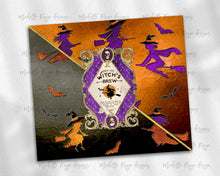 Load image into Gallery viewer, Halloween Witch Stained Glass Peekaboo Split Witch&#39;s Brew Label