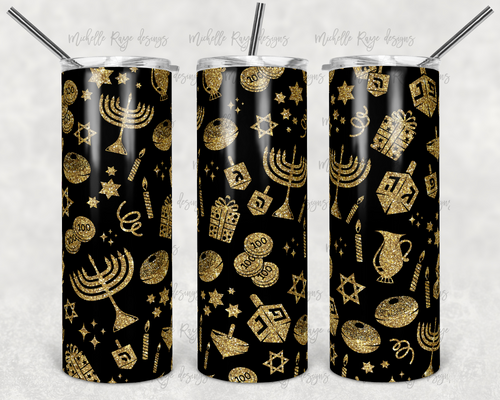 Black and Gold Glitter Hanukkah