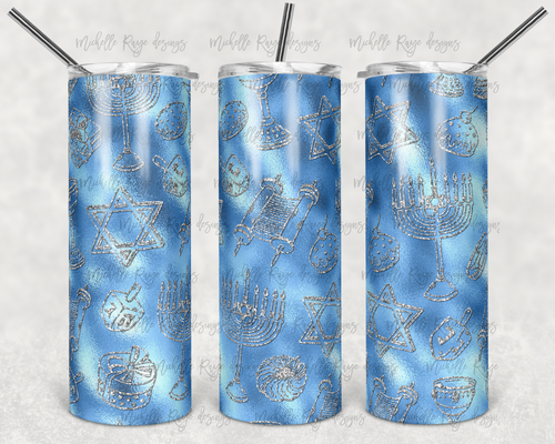 Blue and Silver Glitter Hanukkah