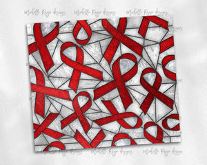 Heart Disease Awareness Ribbon Stained Glass