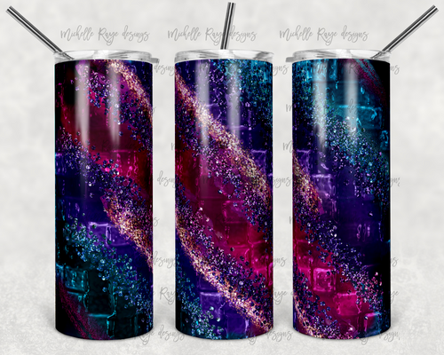 Hot Pink Purple and Teal Glass and Glitter Milky Way