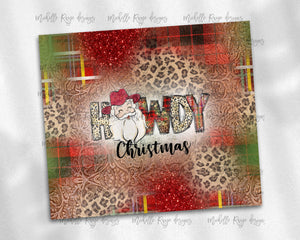 Howdy Christmas Plaid Leopard and Tooled Leather