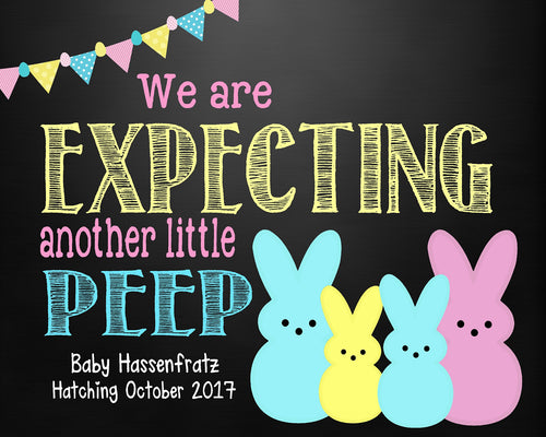 Easter Pregnancy Announcement Easter Announcement Easter Pregnancy Reveal | easter peeps Growing Family Easter Egg Hunt