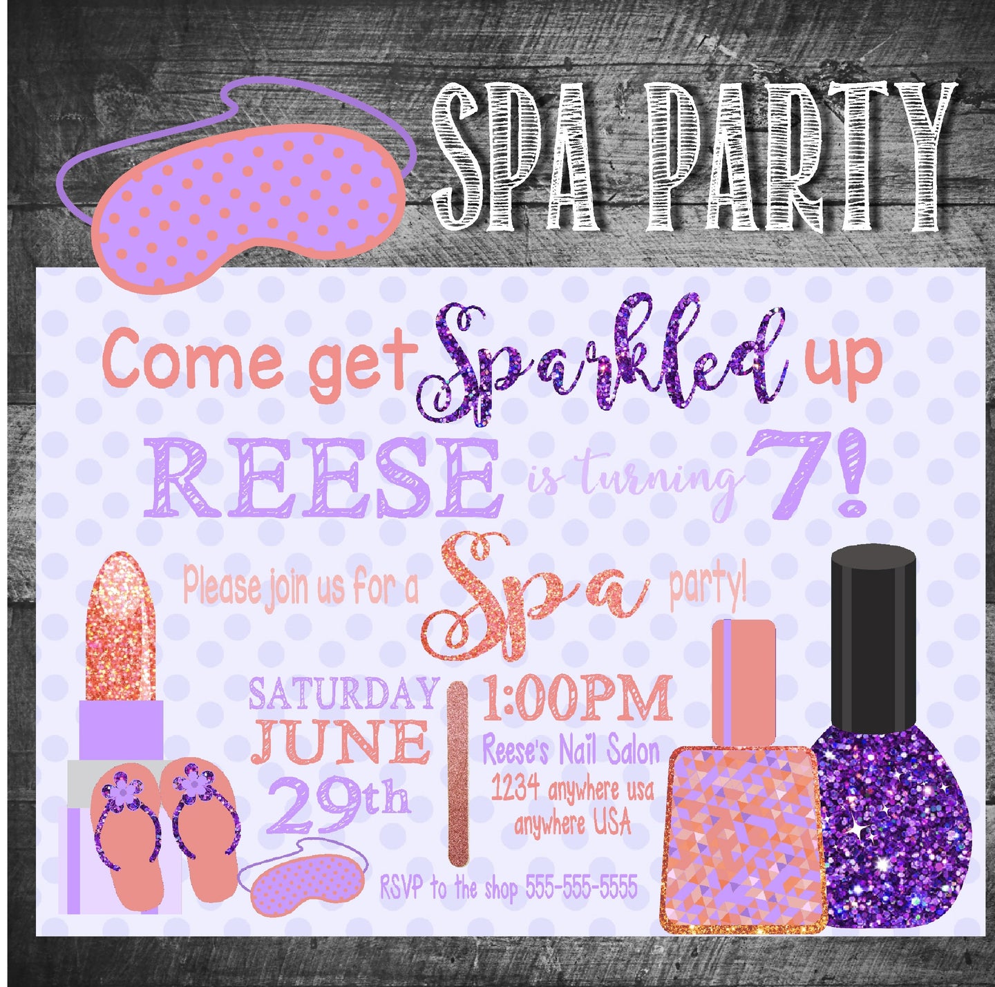 SPA PARTY Invitation Spa Invitation SPA Party Birthday Invitation | Manicure Pedicure | Spa Party Invite Spa Birthday Party Printable