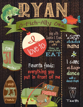 Load image into Gallery viewer, First Birthday Fishing ChalkBoard |  Gone Fishing first Chalk Board | O-fish-ally One Sign | FISH Digital DIgital file Fisherman| Fishing