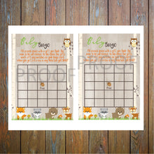 Load image into Gallery viewer, Woodland Animal Baby Shower Bingo | Forest Animals Baby Shower game | Baby shower Bingo Game |Woodland Baby Animals | Instant Download