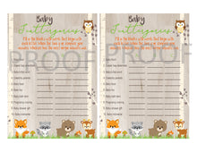 Load image into Gallery viewer, Woodland Animal Scattergories Game | Baby Shower Scattergories Game | Forest Animals Baby Shower game | Baby  Woodland | Instant Download