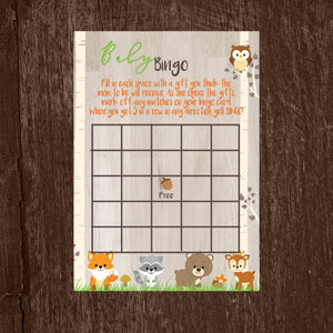 Woodland Animal Baby Shower Bingo | Forest Animals Baby Shower game | Baby shower Bingo Game |Woodland Baby Animals | Instant Download