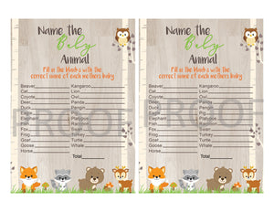 Woodland Animal Name the Baby Game |  Mommy  Baby Animal Game | Forest Animals Baby Shower game | Baby  Woodland | Instant Download