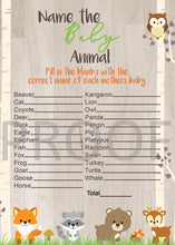 Load image into Gallery viewer, Woodland Animal Name the Baby Game |  Mommy  Baby Animal Game | Forest Animals Baby Shower game | Baby  Woodland | Instant Download