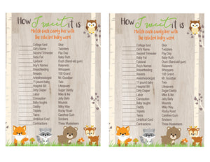 Woodland Animal Baby Candy Bar Game | Baby Shower  How Sweet it is Game | Forest Animals Baby Shower game |  Woodland | Instant Download