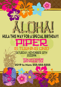 Luau Birthday Invitation, Pineapple Luau Party Invitation, Gold Luau Invitation, Pineapple Hawaiian Birthday Invitation, Hawaiian invite