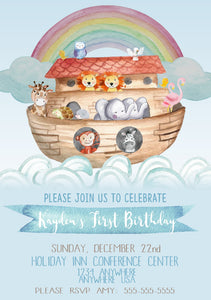 Noah's Ark invitation, Noah Ark Birthday invite,  noahs ark birthday | noahs ark party invitations | noahs ark invitations Noahs ark Shower