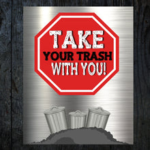 Load image into Gallery viewer, Garbage Truck Take your trash Birthday sign, Garbage Truck sign, Take your Trash, Dump Truck Birthday Sign,  Dump Truck, Trash Can Printable