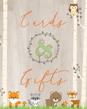 Load image into Gallery viewer, Woodland Baby Shower Signs |  Guest Book, Food, Drinks, Gifts, Sweets, Welcome | Forest Animals Shower  | Baby Woodland | Instant Download