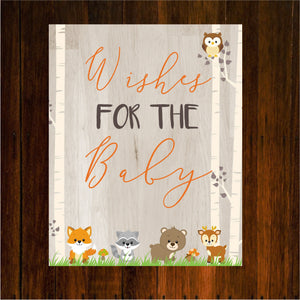 Woodland Animal Wishes for baby| wishes for baby sign | Forest Animals Baby Shower game | well wishes for baby  | Instant Download
