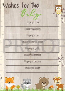 Woodland Animal Wishes for baby| wishes for baby sign | Forest Animals Baby Shower game | well wishes for baby  | Instant Download