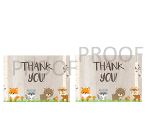 Woodland Animal Thank You Card | Baby SHower Thank You | Forest Animals Baby Shower card | Woodland animals  Thanks | Instant Download