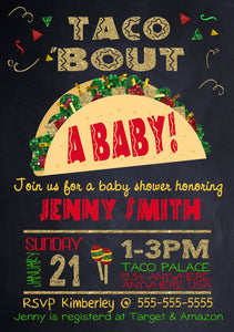 TACO BOUT A BABY  Shower Invitation - Fiesta Party - Baby Fiesta Shower - Baby Shower Fiesta - Taco Baby Shower Mexican Fiesta