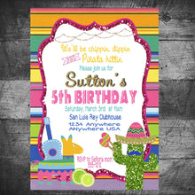 Load image into Gallery viewer, FIESTA BIRTHDAY invitation - Birthday Party Invitation - Fiesta Party -  Fiesta Invite - Tacos Fiesta - Taco Birthday Party, Mexican Fiesta