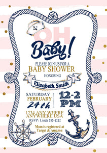 Nautical Invitation, Baby Shower, Anchor, Ahoy It's A Boy, Nautical Party, Invite, Nautical Boy Shower, Boy Baby Shower, Baby Shower Invite,