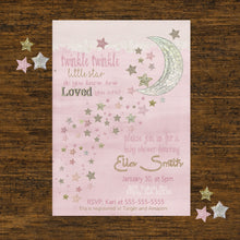 Load image into Gallery viewer, Star Baby SHower Invitation, Twinkle Twinkle, Rose,  Vintage, Star, Baby Shower Invite, Star Invitation,  Baby SHower, Printable Invite,