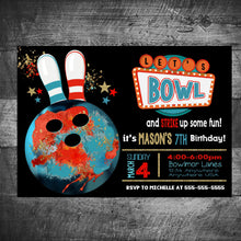 Load image into Gallery viewer, Bowling invitation, Boys Bowling birthday invitation, Bowling, Bowling party invitation, Bowling birthday, STRIKE,Bowling Party Digital file