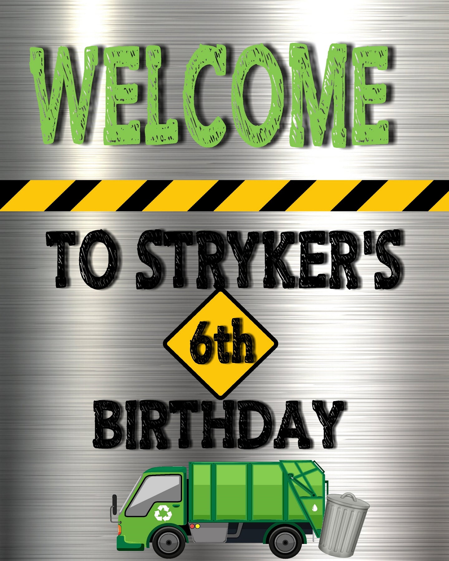 Welcome to my Garbage Truck Custom birthday sign ,  Garbage Truck names sign, Birthday sign Dump Truck Birthday Construction food tents