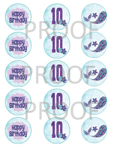 Cupcake Toppers, Mermaid Birthday, Cake Topper, Birthday Cupcake Toppers, Mermaid Cupcake Toppers, Mermaid Cake Topper, Birthday cupcake