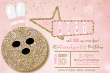 Load image into Gallery viewer, Bowling Invitation | Edit Yourself bowling invite | PINK   GOLD Birthday Party | Instant download | Bowl girls Birthday Party | editable