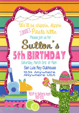 Load image into Gallery viewer, FIESTA BIRTHDAY invitation - Birthday Party Invitation - Fiesta Party -  Fiesta Invite - Tacos Fiesta - Taco Birthday Party, Mexican Fiesta