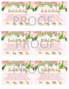 Pink Safari Books for baby| Books for the baby  | Pink Gold Jungle Baby Shower books | instead of a card Books for baby, Instant Download