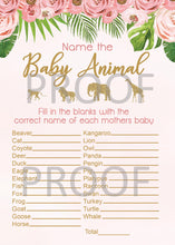 Load image into Gallery viewer, Safari Animal Name the Baby Game |  Mommy  Baby Animal Game | Jungle Animals Baby Shower game | Baby Safari | Pink Gold | nstant Download