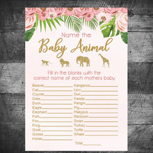 Load image into Gallery viewer, Safari Animal Name the Baby Game |  Mommy  Baby Animal Game | Jungle Animals Baby Shower game | Baby Safari | Pink Gold | nstant Download