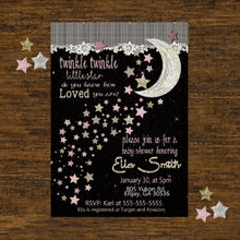 Load image into Gallery viewer, Twinkle Star Baby Shower Invitation, Little Star, Rose,  Star, Star, Baby Shower Invite, Star Invitation,  Baby SHower, Printable Invite,