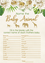 Load image into Gallery viewer, Safari Animal Name the Baby Game, White Baby Animal | Jungle Animals Baby Shower game | Baby Safari |  | instant Download