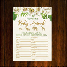 Load image into Gallery viewer, Safari Animal Name the Baby Game, White Baby Animal | Jungle Animals Baby Shower game | Baby Safari |  | instant Download
