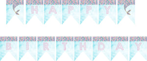 MERMAID Birthday Party Banner | Pink Mermaid | Edit Yourself | Digital Instant Download | Mermaid Banner | Teal Glitter | Under the Sea