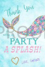 Load image into Gallery viewer, MERMAID PARTY BUNDLE | Invitation | Welcome Sign | Cupcake Toppers | Thank you cards | Edit Yourself | Instant Download | Mermaid invite