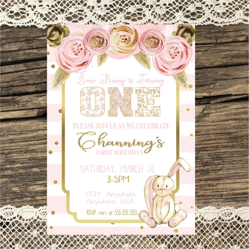 Bunny  Birthday invitation, Shabby chic some bunny is one invite,  Easter Birthday, Bunny , Birthday Invitation,  Shabby chic, Digital