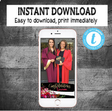Load image into Gallery viewer, Congratulations Snapchat Filter | Stripe Floral Snap Chat Filter | Graduation Geofilter | Custom filter | Instant download | Edit yourself