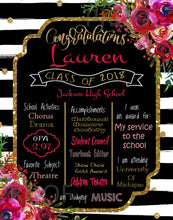 Load image into Gallery viewer, Graduation Chalkboard Sign | Milestone Poster | Floral Grad Party Photo Prop | Edit Yourself | Printable | Instant Download | Class of 2018