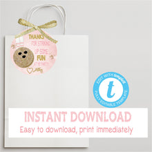 Load image into Gallery viewer, BOWLING Thank you TAG | Edit Yourself Disco Bowling  Skate Favor tags, Pink Gold Thank you Label |  Birthday, Glitter, Instant Download